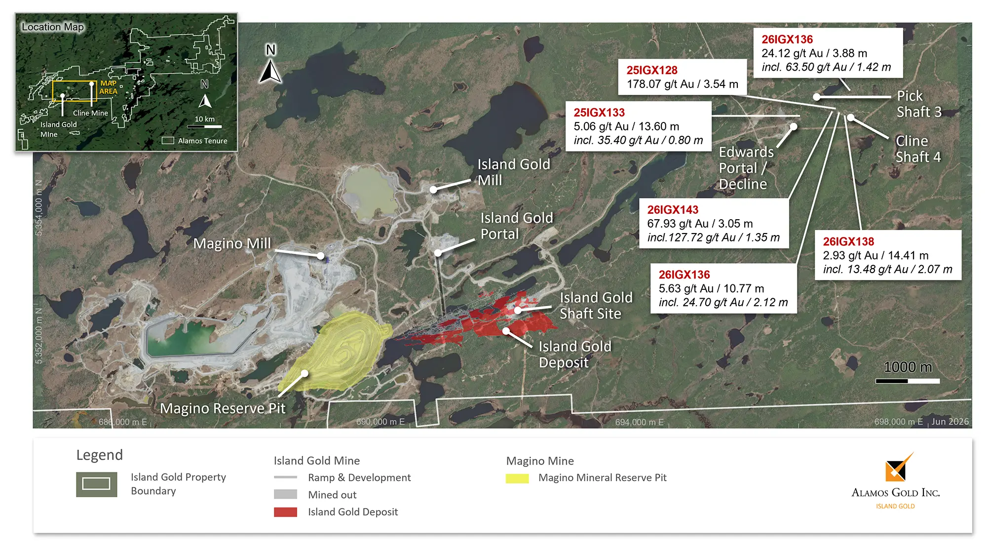 Figure 3_ Location map – Island Gold District regional exploration – Cline-Pick & Edwards Mines