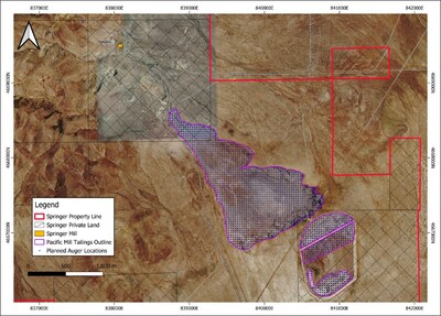 Figure 6. Identified historical tailings of variable grade at Springer. (CNW Group/Blue Moon Metals)