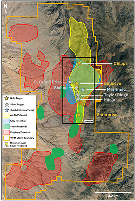 Figure 1: Taylor District Claim Map and Mineralization Zones Figure 1: Taylor District Claim Map and Mineralization Zones