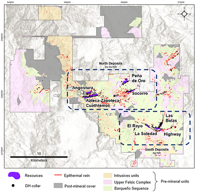 Figure 3 – El Barqueño Project Map Showing Current Resource Areas. Figure 3 – El Barqueño Project Map Showing Current Resource Areas.