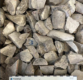 Figure 1: Pollucite concentrate (~12% Cs2O) produced from prior XRT ore sorting program (see news release dated October 9, 2025), of which a portion was used as feed for the bench-scale caesium extraction and recovery program through Koch Technology Solutions discussed herein.