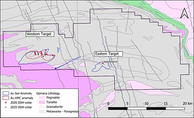Figure 1 – Plan map of Opinaca Phase 2 drilling Figure 1 – Plan map of Opinaca Phase 2 drilling