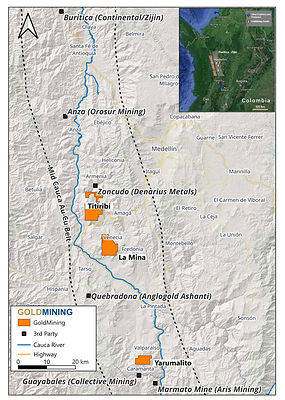 Figure 1 Mid Cauca Au-Cu Belt, Antioquia, and location of the Yarumalito Project. Figure 1 Mid Cauca Au-Cu Belt, Antioquia, and location of the Yarumalito Project.