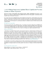 Lundin Mining Announces Updated Share Capital and Provides Update on Share Buybacks