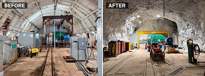 Figure 5: Silver Summit Hoistroom Upgrade Before and After; Upgrades are Ongoing